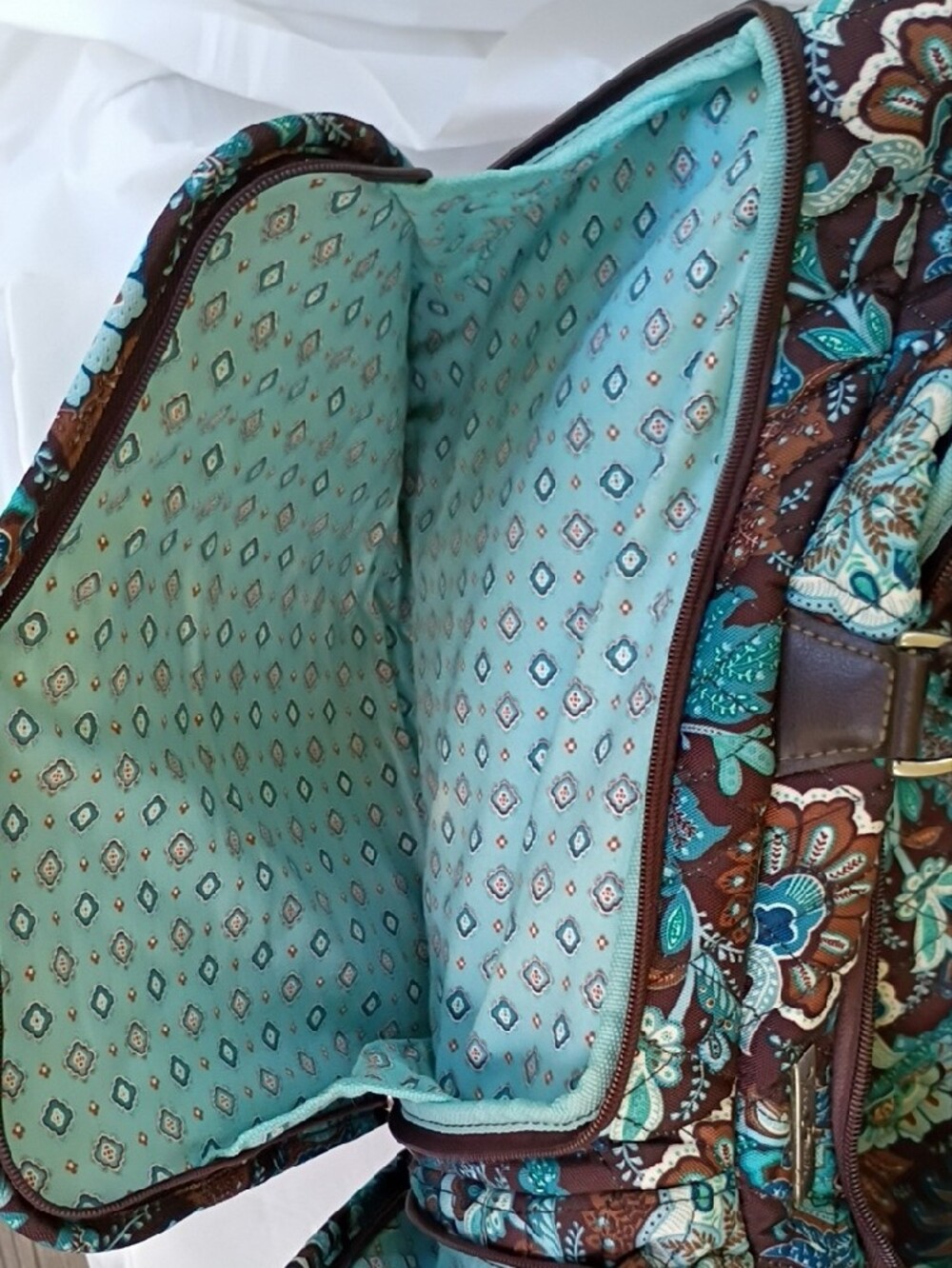 Vera Bradley Quilted Travel Bag Retired Java Blue 26" Rolling Duffle Luggage - Picture 12 of 16